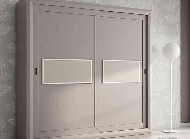 armario 2 puertas correderas gris con plafon central 316AR0011
