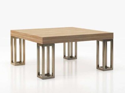 mesa centro moderna 4 patas grandes metalizadas madera rectangular 295CE018
