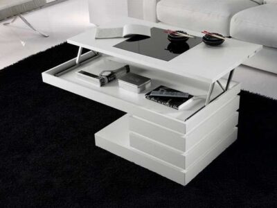 mesa centro moderna minimalista elevable blanca 067CE011