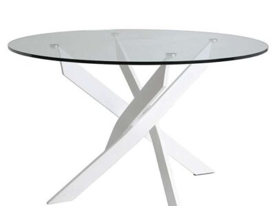mesa comedor cristal 140 cm patas cromadas semitrenzadas 612ME0162