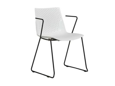 silla de polipropileno patas y brazos metal minimalista blanca 612SI0831
