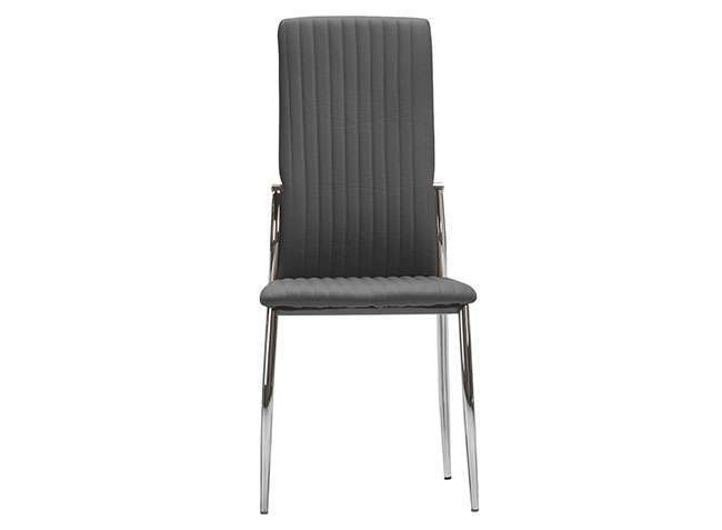 silla salon comedor tapizado piel pespuntes verticales patas metal gris 612SI0581