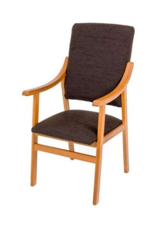 sillon fijo de madera y tapizado chocolate 241SI0034