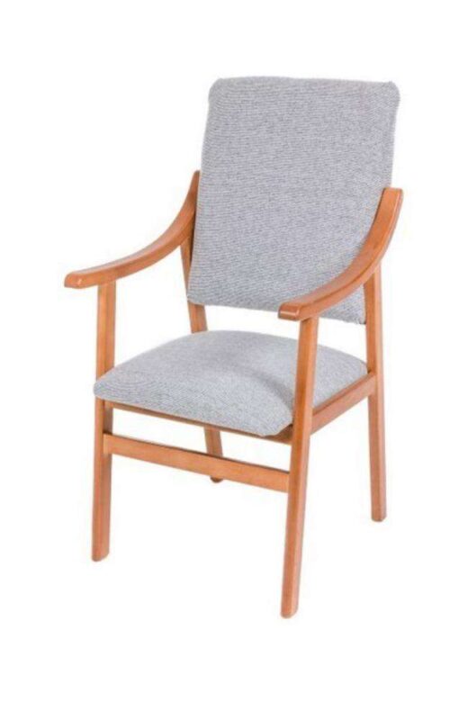 sillon fijo de madera y tapizado gris 241SI0032