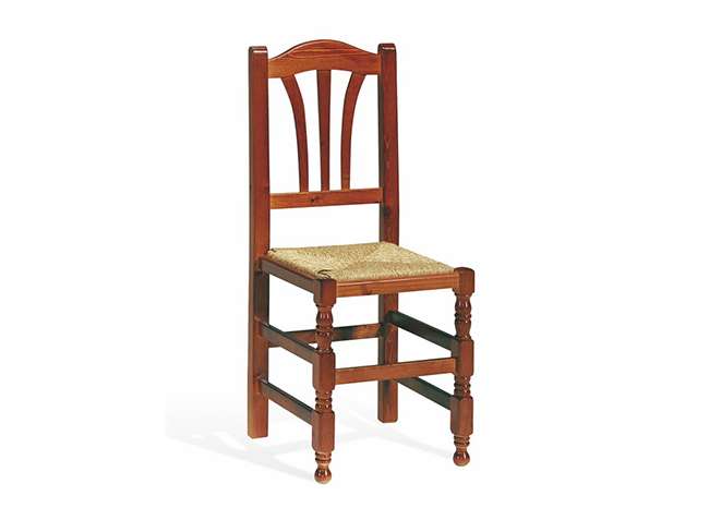 silla madera pino macizo reforzado asiento enea natural madera tapizado