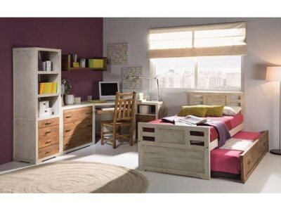 dormitorio-juvenil-rustico-con-cama-nido-madera-2-colores