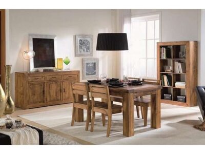 mesa extensible y sillas comedor madera rustico moderno