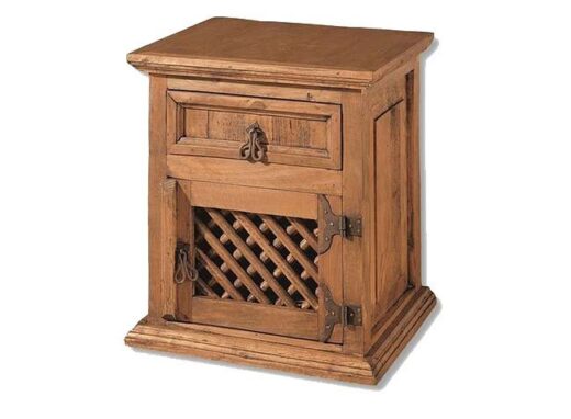 mesita-de-noche-rustica-1-puerta-rejilla-madera-y-1-cajon