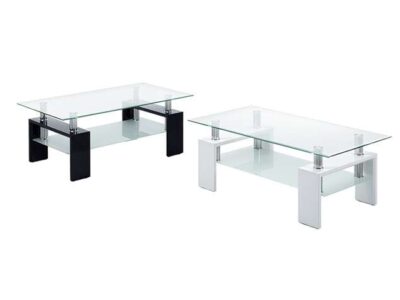 Mesa de centro de diseño de cristal en blanco o negro