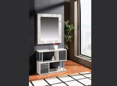 Mueble recibidor con dos puertas en color mozart de estilo moderno + espejo