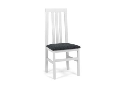 Silla de diseño clásico en madera de haya blanca tapizada en tela
