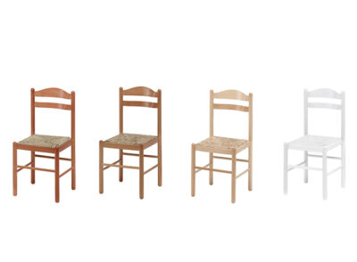 Silla de madera en color blanco con asiento de enea (disponible en varios colores)
