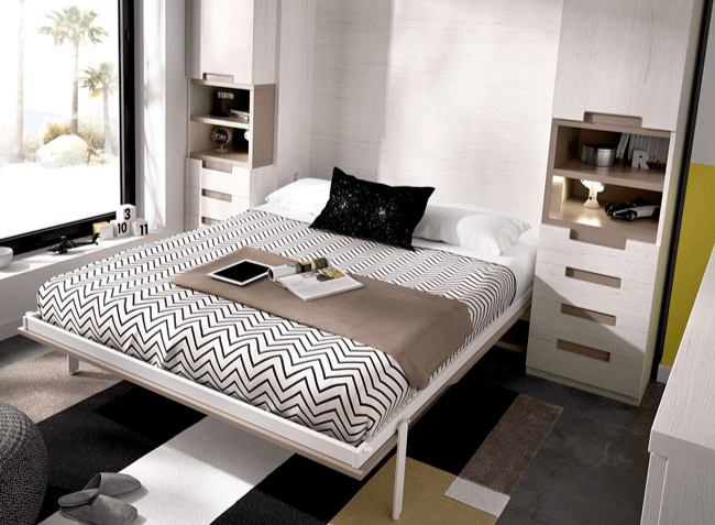 Escalera Touhou Actualizar Práctica y moderna habitación juvenil con cama de matrimonio abatible
