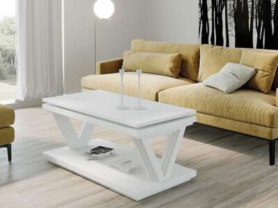 Mesa de centro blanca para salón moderno elevable