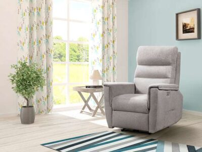 Sillon relax manual reclinable gris tapizado en tela