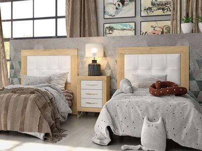 Cabecero cama 90 madera con mesita de madera a juego