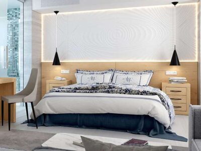 Cabecero madera tipo panel cama matrimonio