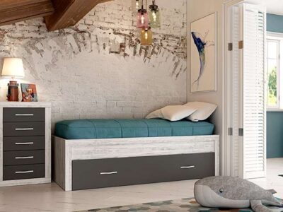 Cama individual con cama debajo nido juvenil