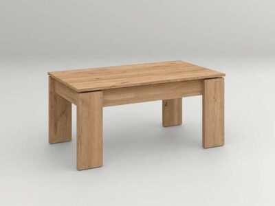 Mesa baja elevable de madera para salón