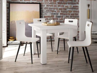 Mesa comedor blanca extensible cuadrada