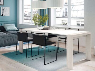 Mesa comedor extensible blanco mate
