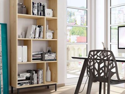 Mueble estantería salón de madera estilo nórdico