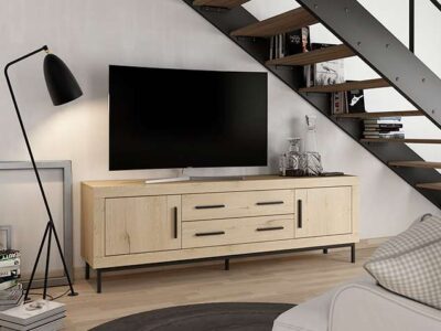 Mueble TV madera clara y patas negras