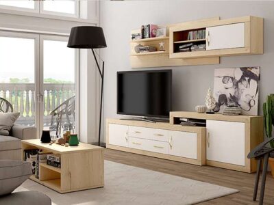 Muebles de salón de diseño moderno blanco tiradores dorados