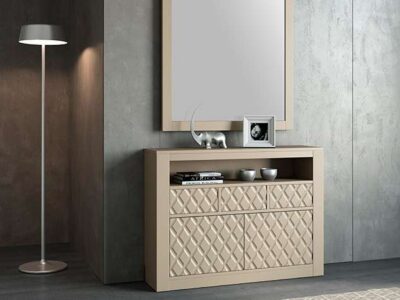 Consolas recibidores diseño lacado con puertas relieve