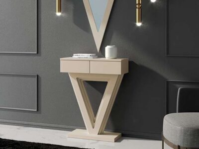 Mueble recibidor colgante de consola lacada con dos cajones