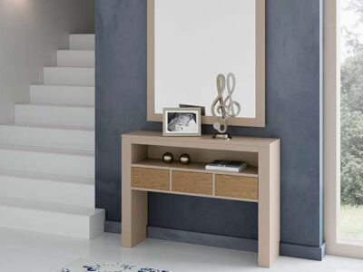 Recibidor estrecho madera con cajones y estante