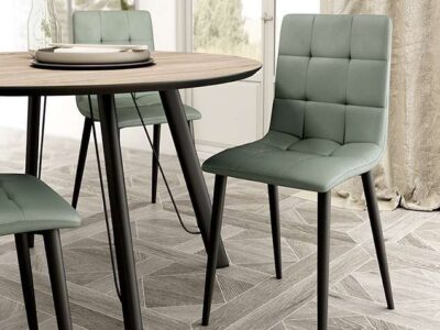 Pack 4 Sillas nórdica verde acolchadas para comedor u oficina