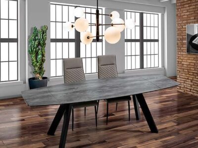 Mesa comedor ovalada extensible patas negras