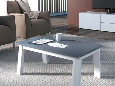 Mesa de centro gris patas blancas
