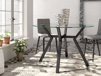 Mesa redonda para comedor de cristal