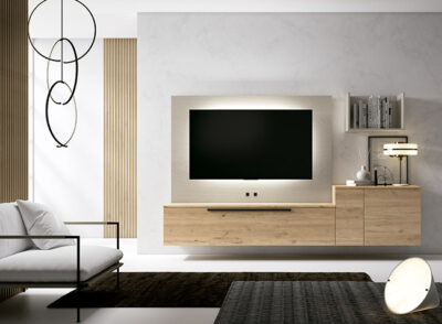 Mueble para salón modular con cajones color madera