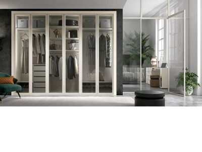 Armario con puertas de cristal plegables