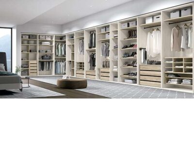 Armario vestidor blanco roto y madera pino