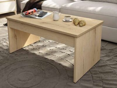 Mesa baja elevable color madera natural