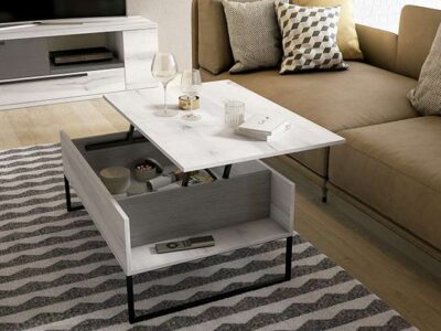 Mesa de centro blanca elevable