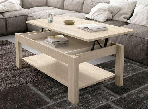 mesa baja elevable madera natural
