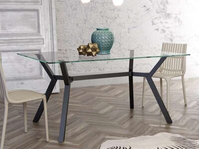 Mesa para comedor de cristal