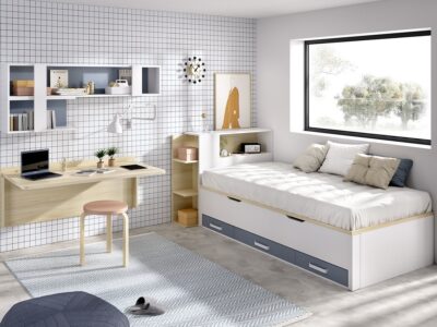 Composicion juvenil con compacto bicama y mesa abatible