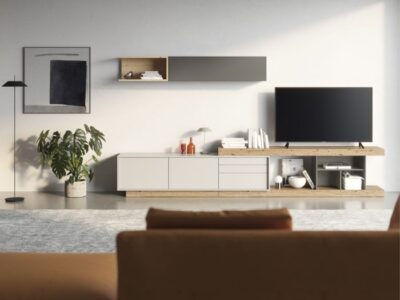 112- Composición ZM503. Salón contemporáneo en roble y tonos suaves