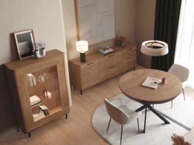 003- Mesa M860. Mesa de comedor extensible redonda
