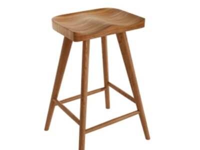 076- Taburete Junco. Taburete de madera con asiento ergonómico