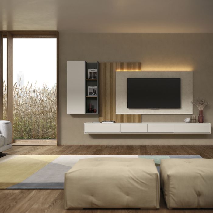 112- Composición ZM504B. Salón contemporáneo en acabados naturales