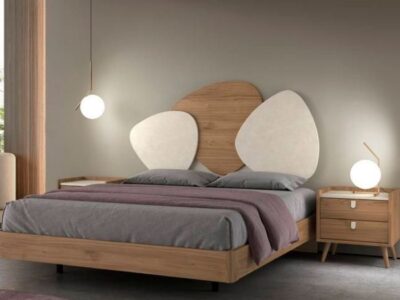 116- Composición E007. Dormitorio moderno con cabecero asimétrico