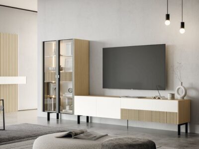 613. Composición 10 para salón. Mueble con paneles decorativos y gran capacidad