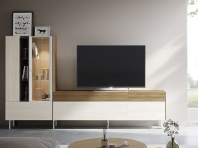 613. Composición 12 para salón. Mueble con panel decorativo y almacenaje